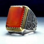 انگشتر عقیق یمنی چهارگوش