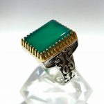 انگشتر عقیق سبز درجه یک سیاه قلم