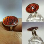 انگشتر عقیق خوش رنگ خطی یا حی یا قیوم خط گود