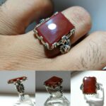 انگشتر عقیق قرمز چهارگوش
