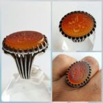 انگشتر عقیق قرمز خطی حسبی الله دستی زیبا