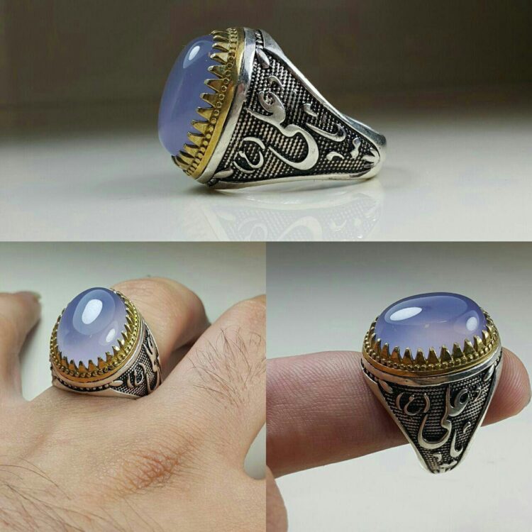 انگشتر عقیق کبود خوش رنگ