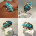 انگشتر حلقه ۷ نگین خوش رنگ صاف نیشابوری تک