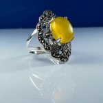 انگشتر عقیق زرد شرف شمس نقره مارکازیت