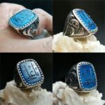 انگشتر عقیق ابی خطی یاعلی