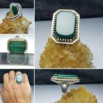 انگشتر عقیق سبز تخت بسیار زیبا
