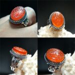 انگشتر عقیق خراسانی خطی یا زینب دستی گود