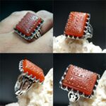 انگشتر عقیق خراسانی چهارگوش خطی و من یتق الله