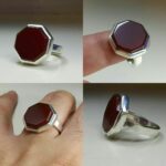 انگشتر عقیق ۸ ضلعی خوش رنگ