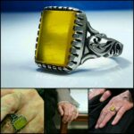 انگشتر عقیق زرد خراسانی رکاب طرح رهبری