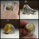 انگشتر عقیق زرد خطی زیبا