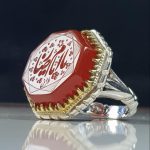 انگشتر ۸ گوش عقیق سرخ خطی استاد تهرانی