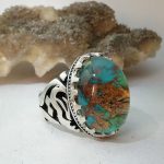 انگشتر دور نجف اصلی زیر نگین فیروزه نیشابوری اصل