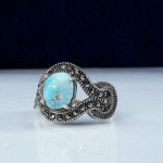 انگشتر زنانه فیروزه نیشابور اصل نقره مارکازیت
