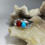 انگشتر جواهری ۳ نگین اصلی یمن ، دور نجف و فیروزه درجه یک