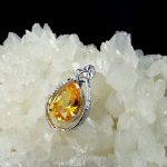 مدال نقره سنگ اتمی طرح سیترین زیبا