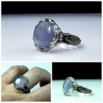 انگشتر عقیق یمن کبود اصل طرح صفوی چنگی