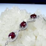 دستبند ۳ نگین یاقوت قرمز اصل نقره ابکاری شده