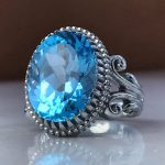 انگشتر توپاز سویسی خوش رنگ اصل