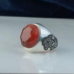 انگشتر عقیق یمن اصلی الماس تراش زیبا