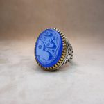 انگشتر عقیق کبود خطی خط گود دستی