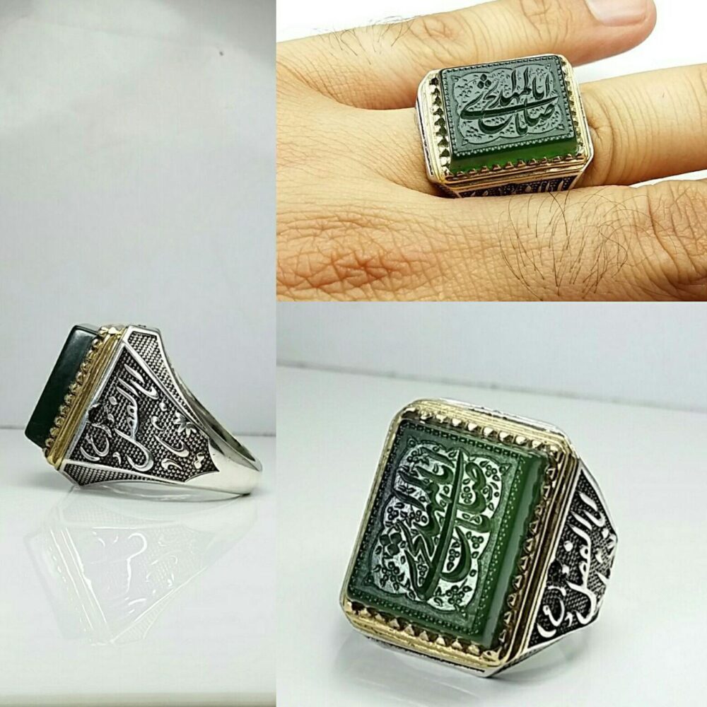 انگشتر یشم درجه یک اصلی خطی