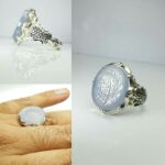 انگشتر عقیق یمن کبود خطی