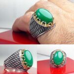 انگشتر عقیق سبز رکاب چنگی