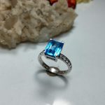 انگشتر زنانه جواهری توپاز سویسی اصل خوش رنگ