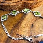 دستبند زنانه جواهری ۴ نگین اصل زبرجد