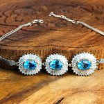 دستبند زنانه جواهری ۳ نگین توپاز سویسی اصل