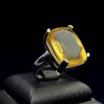 انگشتر زنانه سیترین طلایی اصلی زیبا