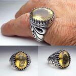 انگشتر سیترین طلایی خوش رنگ اصل