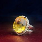 انگشتر زنانه سیترین طلایی اصل