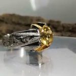 انگشتر سیترین طلایی خوش رنگ اصل