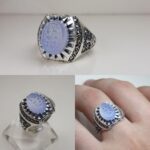 انگشتر عقیق یمن کبود خطی