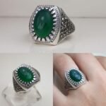 انگشتر عقیق سبز خطی