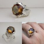 انگشتر الکساندریت 7 رنگ گرد زیبا