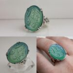 انگشتر عقیق سبز خطی زیبا