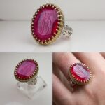 انگشتر یاقوت سرخ شمشی خطی