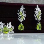 نیم ست جواهری گوشواره انگشتر زبرجد اصلی