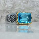 انگشتر توپاز سویسی چهار گوش اصلی