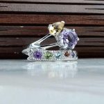 انگشتر جواهری سنگ اصلی آمتیست، سیترین، زبرجد، یاقوت سیلان