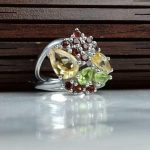 انگشتر جواهری سنگ اصلی سیترین. زبرجد. یاقوت سیلان