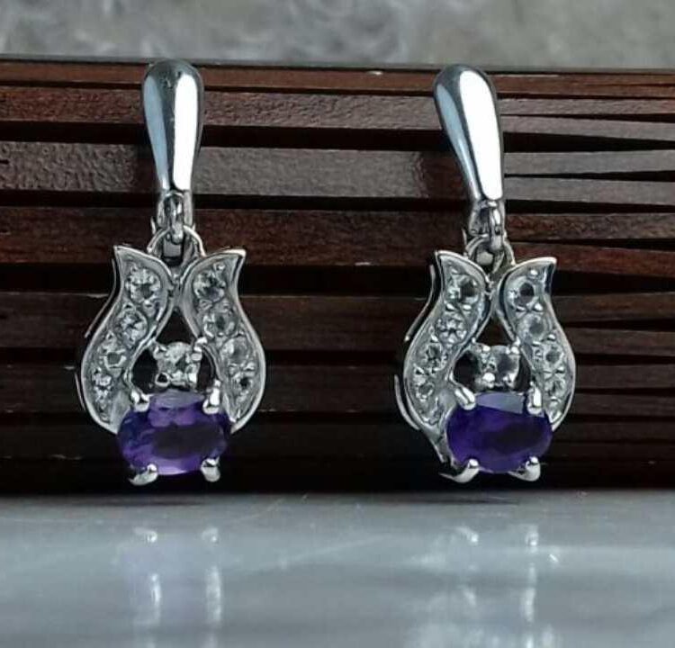 گوشواره جواهری آمتیست اصلی