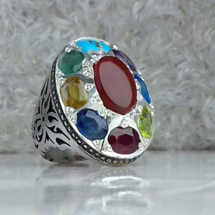 انگشتر جواهری 9 نگین اصلی درجه یک