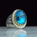 انگشتر توپاز سویسی تراش لیزری درجه یک