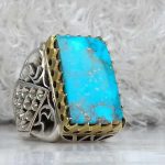 انگشتر فیروزه نیشابوری اصلی خوش رنگ و طبع درشت