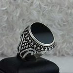 انگشتر عقیق مشکی کار ترک زیبا