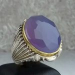 انگشتر عقیق یمن سوسنی اصلی الماس تراش